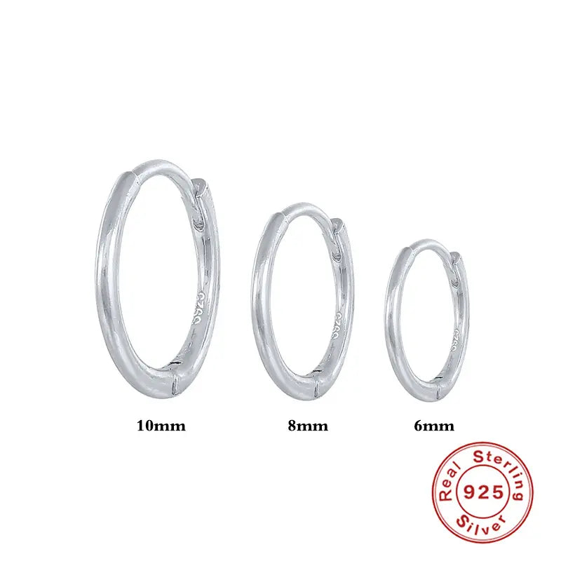Thin Sterling Silver Huggie Earrings for Women - Minimalist Design, Hypoallergenic 925 Silver