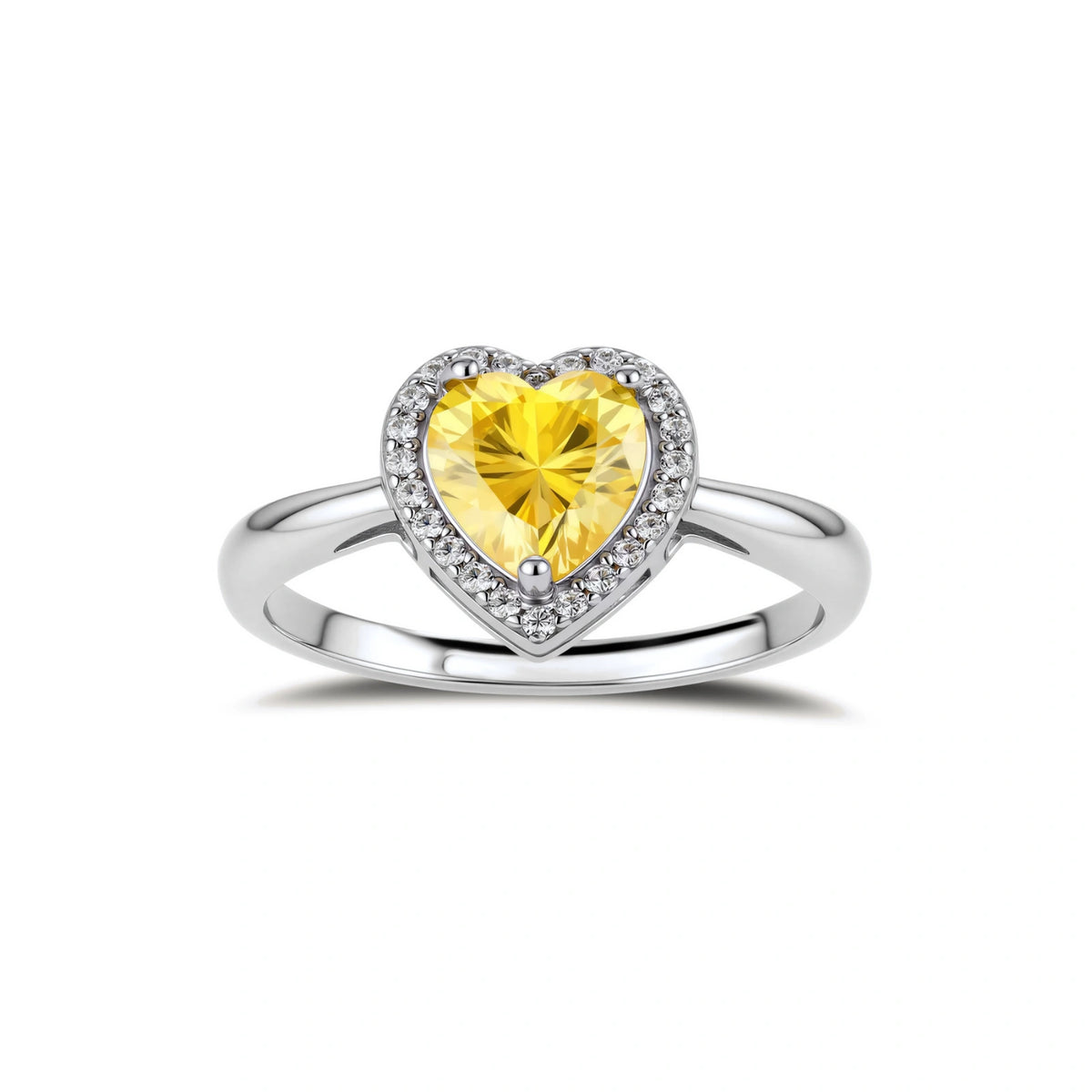 Heart Moissanite Halo Ring – Sterling Silver