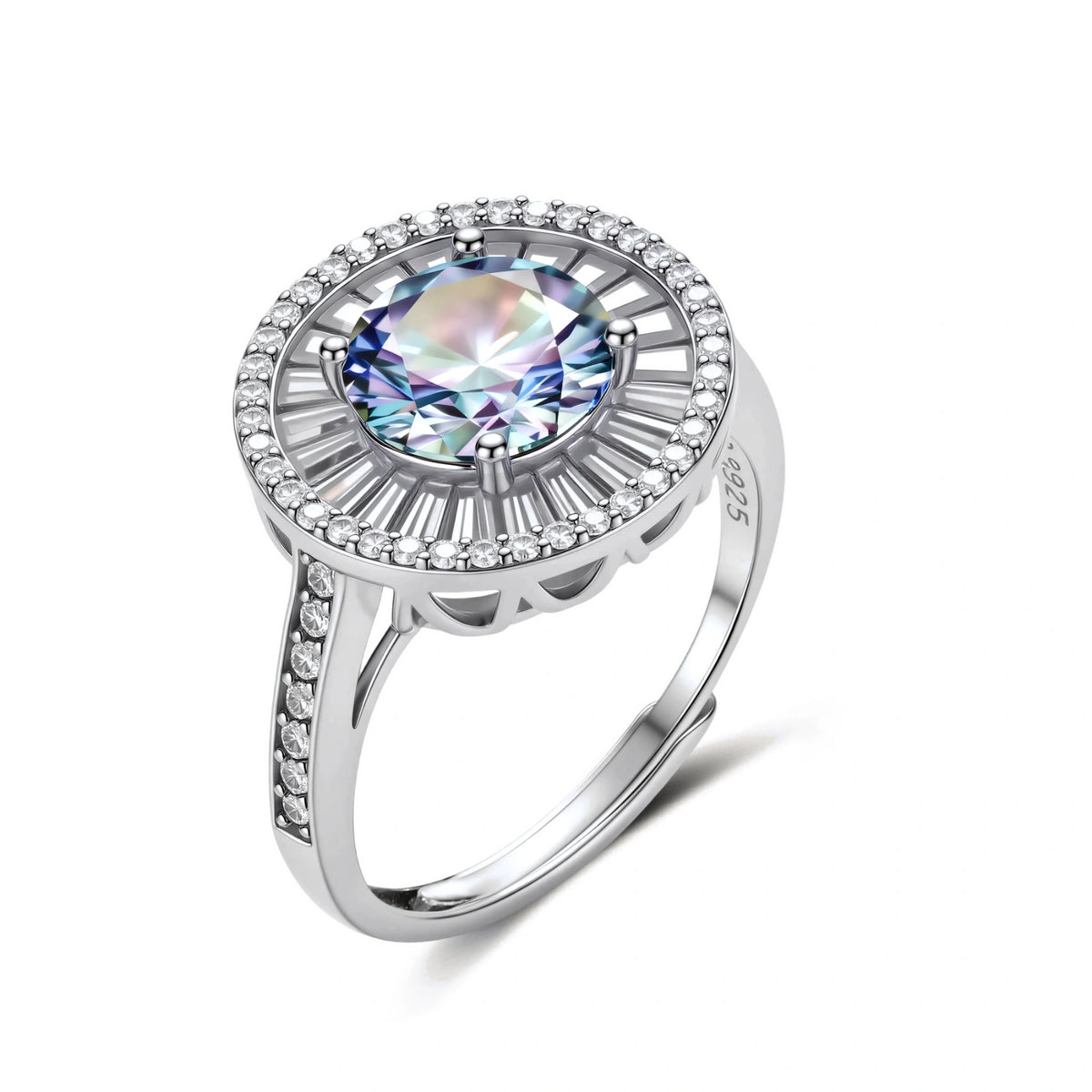 Moissanite Halo Ring – Sterling Silver