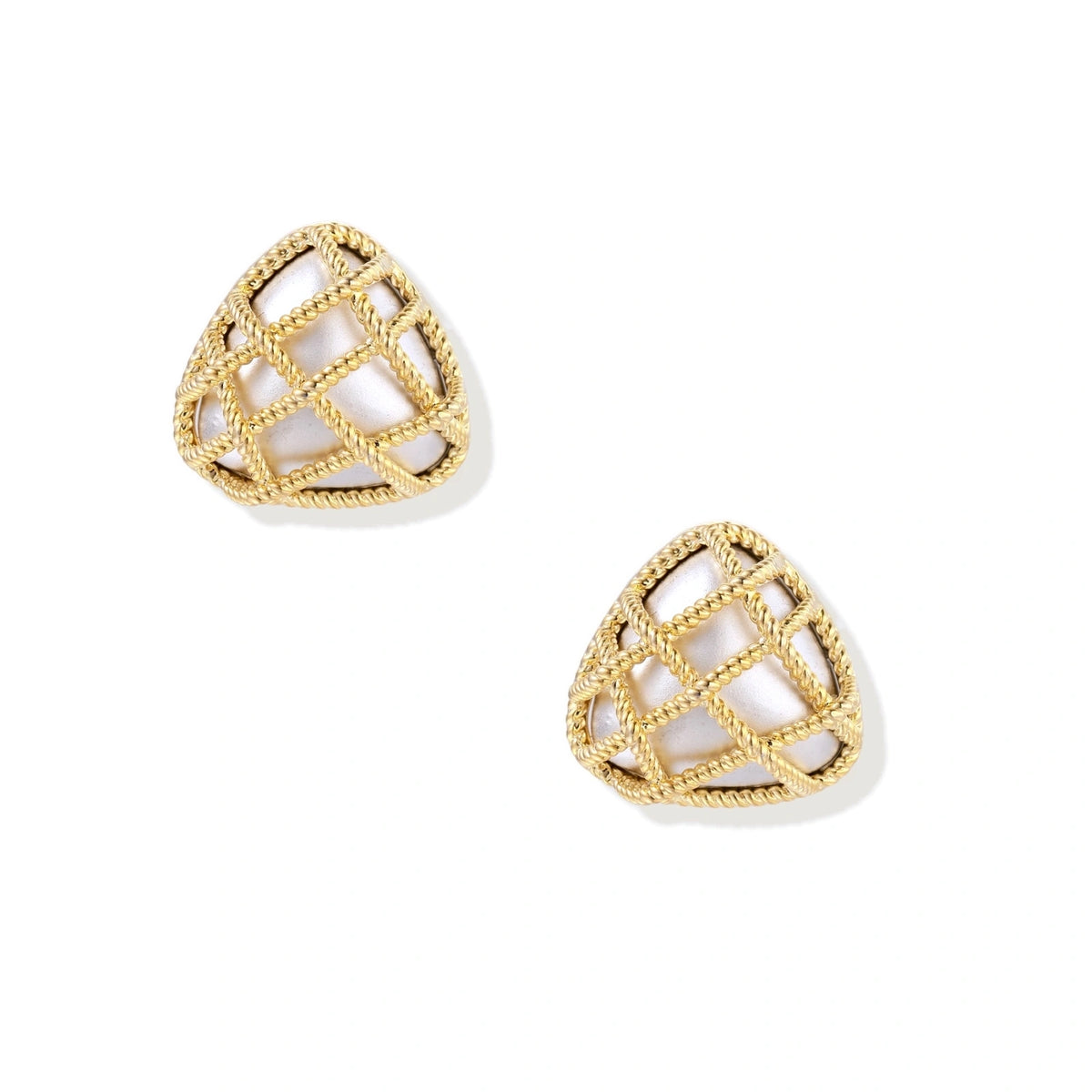 Twisted Lattice Stud Earrings – Gold-Plated
