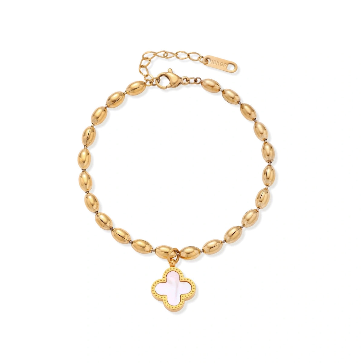 Mother-of-Pearl Clover Bracelet – 18K Gold-Plated