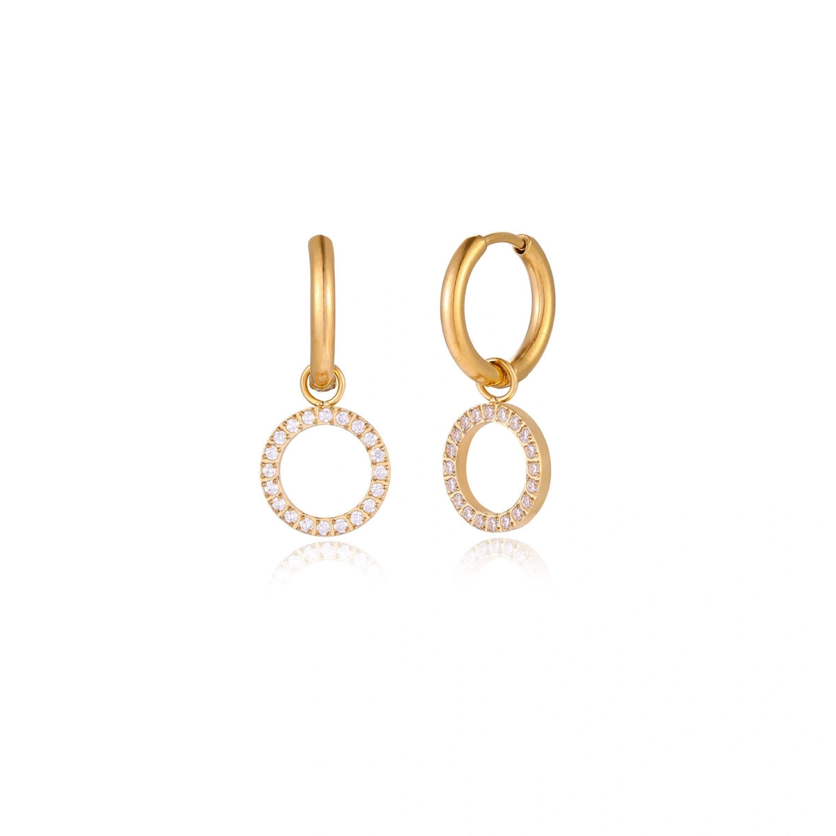 Cubic Zirconia Circle Hoop Earrings – 18K Gold-Plated