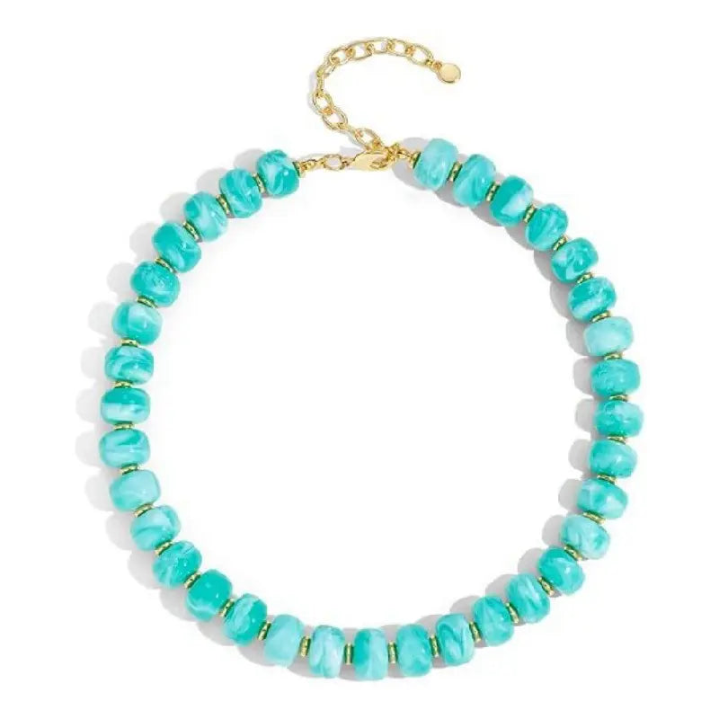 Cylindrical Beaded Gold Spacer Bead DDXL0047 with Lobster Clasp Adjustable Summer Beach Vacation Necklace 14Kgold-Plated