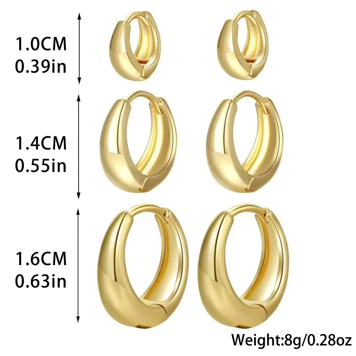 14K Gold Plated Oval Thick Hoop Earrings Small Chunky Gold Hoops Teardrop Earrings 925 Sterling Silver for Women