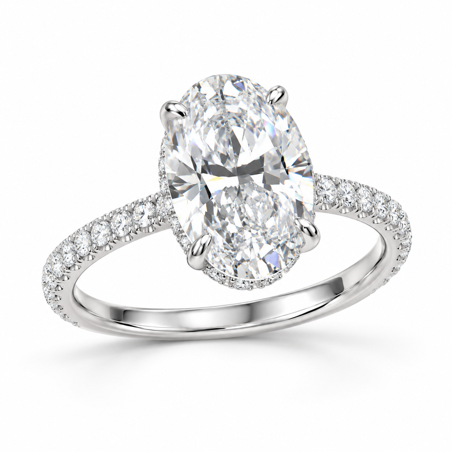 Oval Moissanite Solitaire Ring – Sterling Silver
