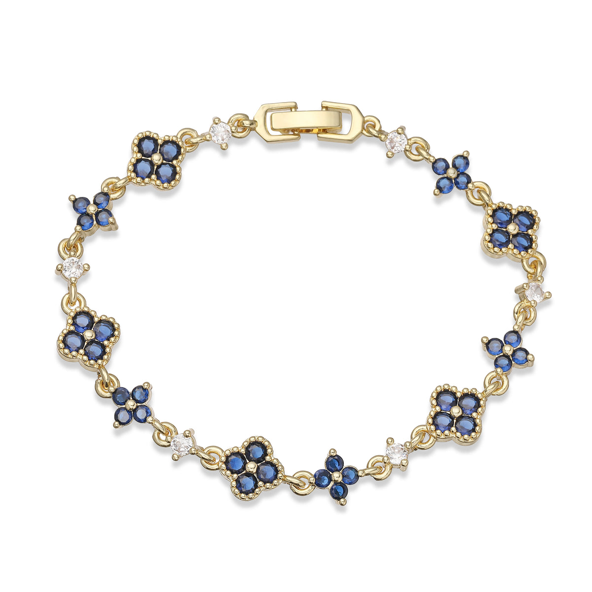 ,Four-Leaf Clover Multi-Color CZ Stone Pendant Chain Bracelet with Hook Clasp Design Women'S Exquisite Minimalist Jewelry