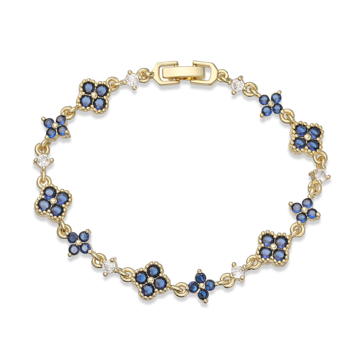 ,Four-Leaf Clover Multi-Color CZ Stone Pendant Chain Bracelet with Hook Clasp Design Women'S Exquisite Minimalist Jewelry