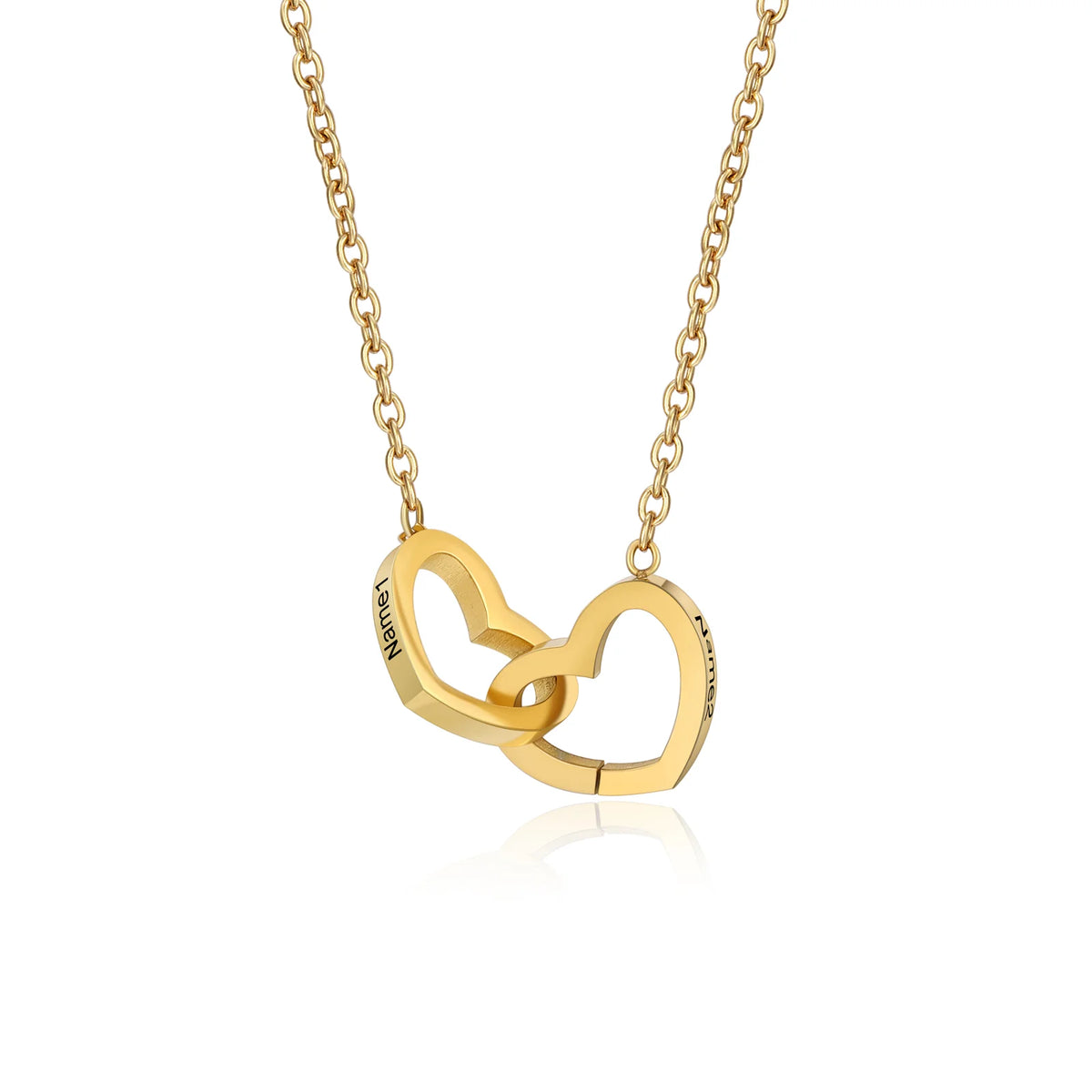 Personalized Double Heart Name Necklace