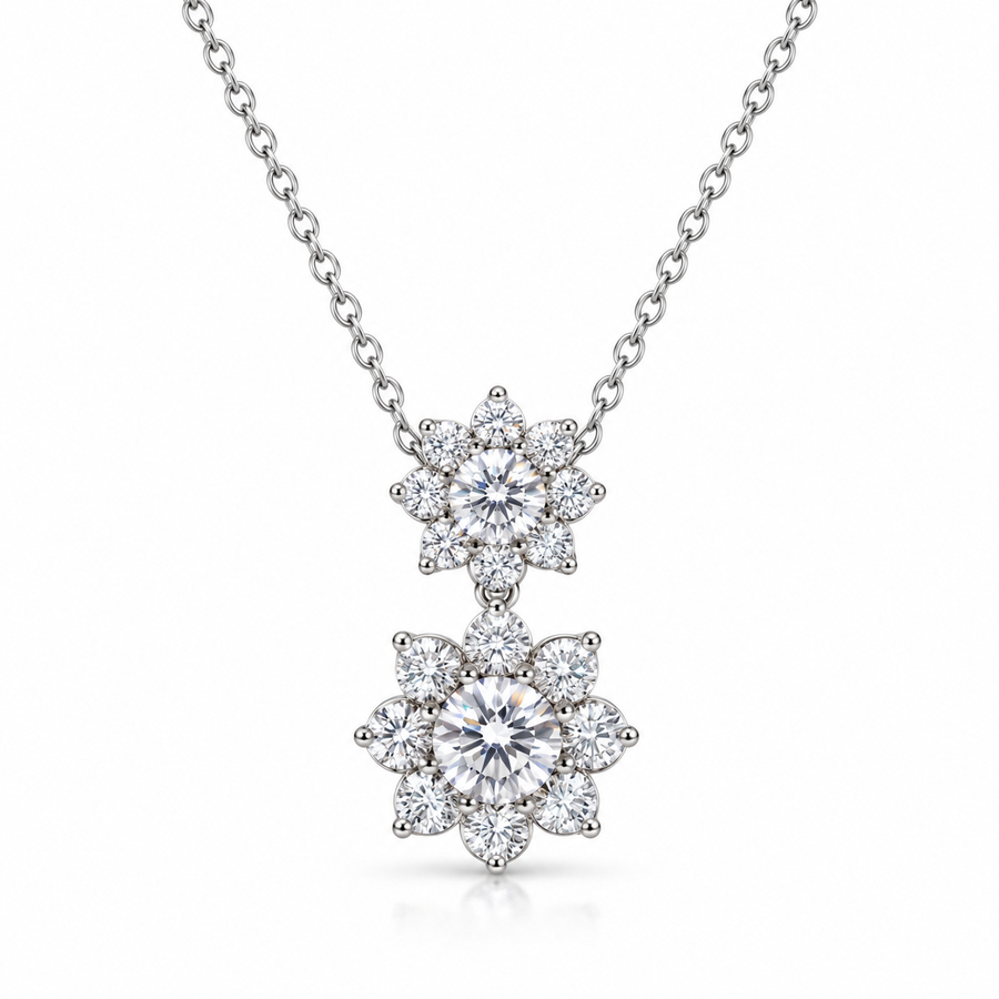 Sunflower Moissanite Pendant Necklace – Sterling Silver