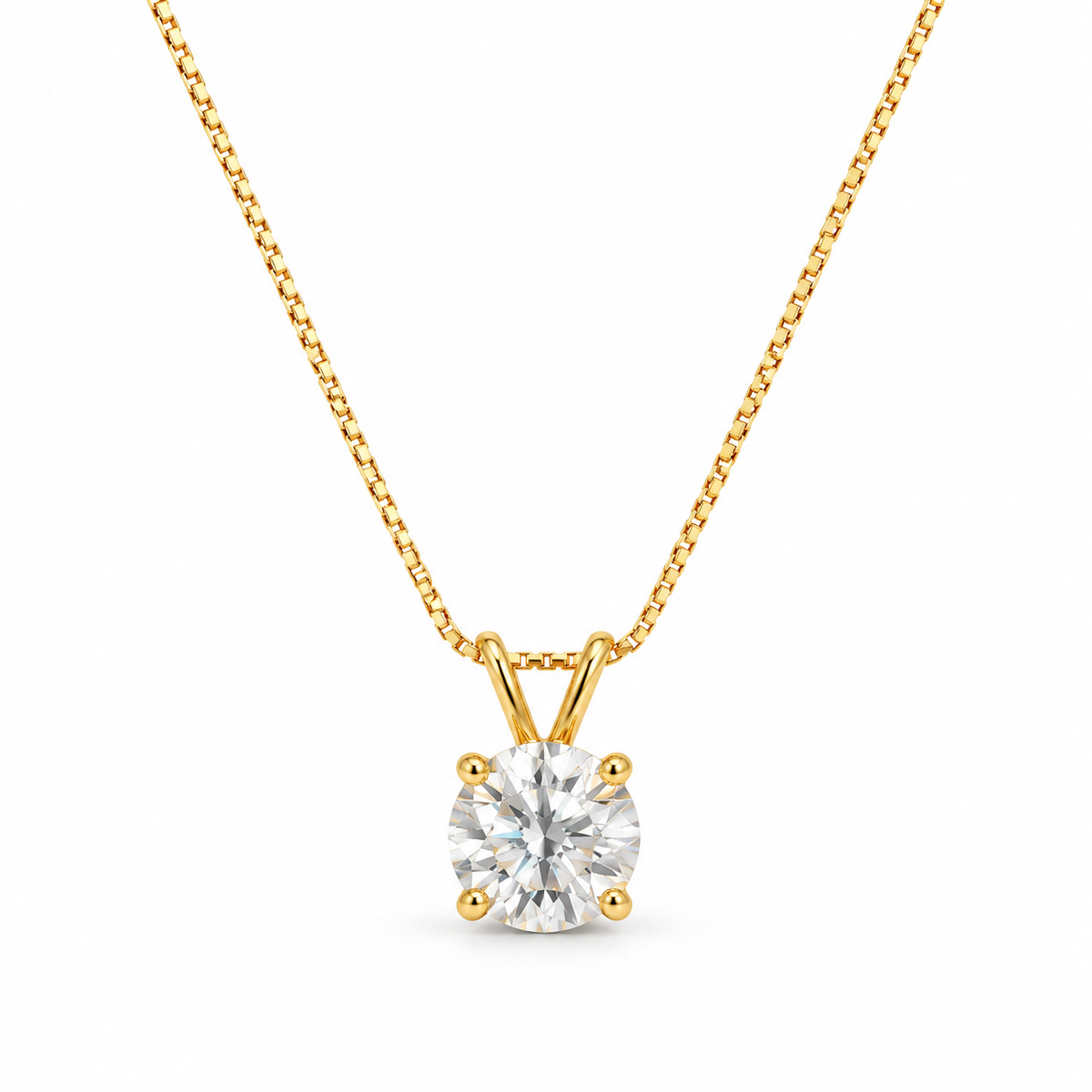 1ct Moissanite Solitaire Necklace – 14K Gold-Plated Sterling Silver