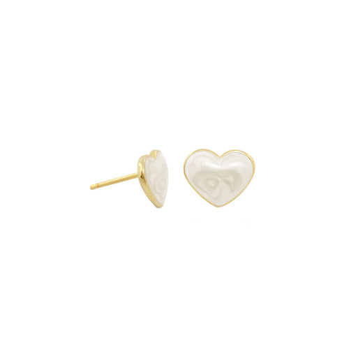 Heart-Shaped Enamel Stud Earrings