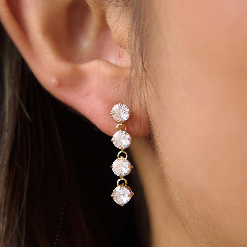 Long tassel earrings with clear accents