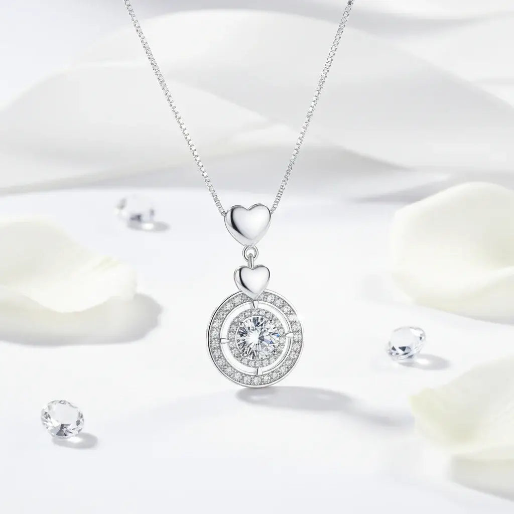 Moissanite Diamond Pendant Necklace, 1CT, Sterling Silver 925 Fine Jewelry