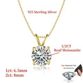 1ct Moissanite Solitaire Necklace – 14K Gold-Plated Sterling Silver – alternate view 3