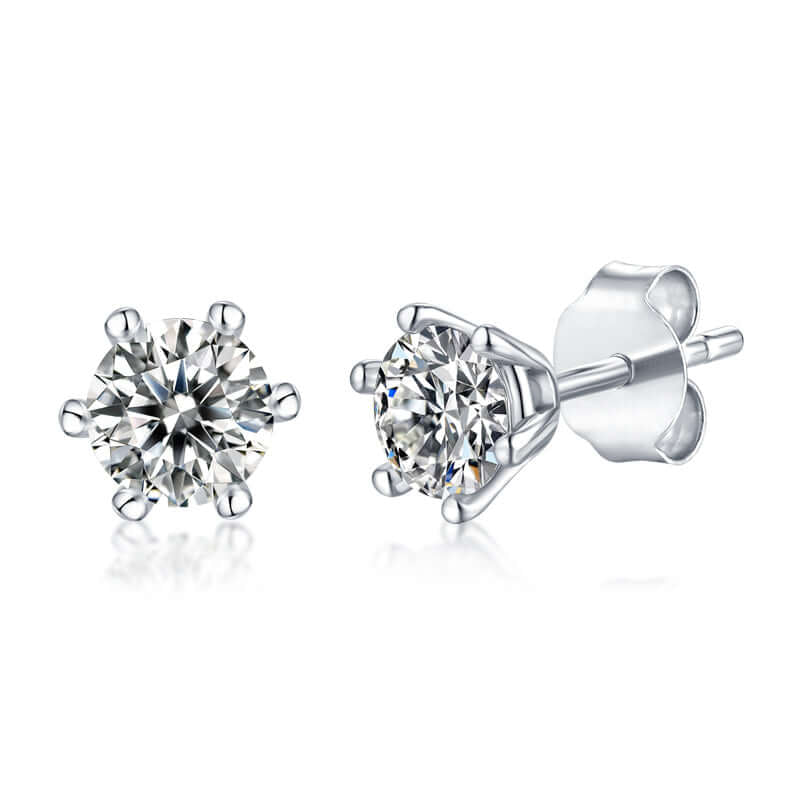0.5 Carat Moissanite Stud Earrings in S925 Sterling Silver with Six-Prong Setting