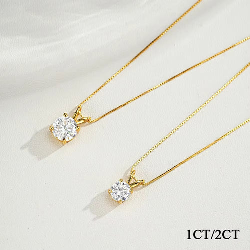 1ct Moissanite Solitaire Necklace – 14K Gold-Plated Sterling Silver
