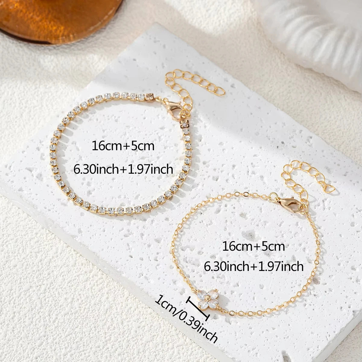 Floral Bracelet Set (2-Piece) – Gold-Tone – alternate view 4