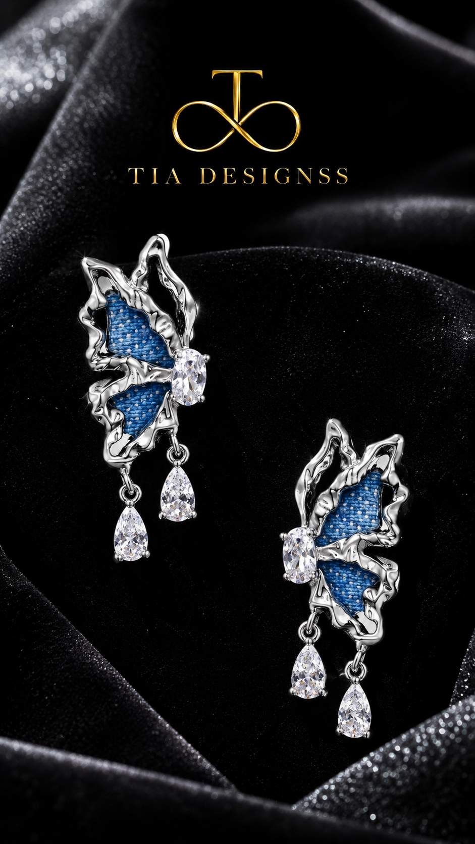 Denim Dreams Butterfly Earrings