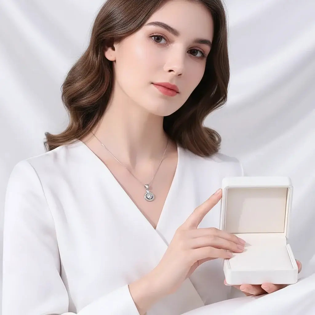 Moissanite Diamond Pendant Necklace, 1CT, Sterling Silver 925 Fine Jewelry
