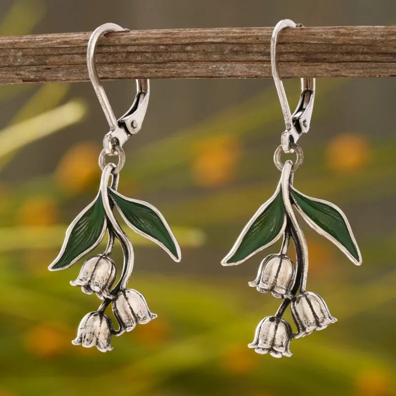 Lily of the Valley Floral Drop Earrings – alternate view 3