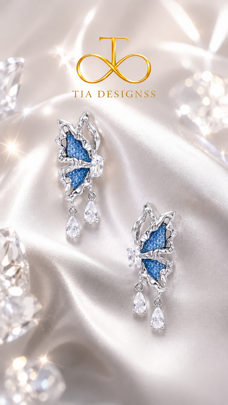 Denim Dreams Butterfly Earrings