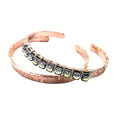 Silver Wire-Wrapped Crystal Textured Copper Cuff Set
