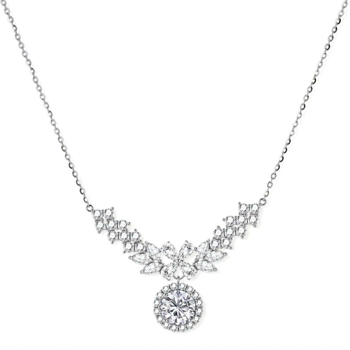 Moissanite Angel Wing Necklace – Sterling Silver