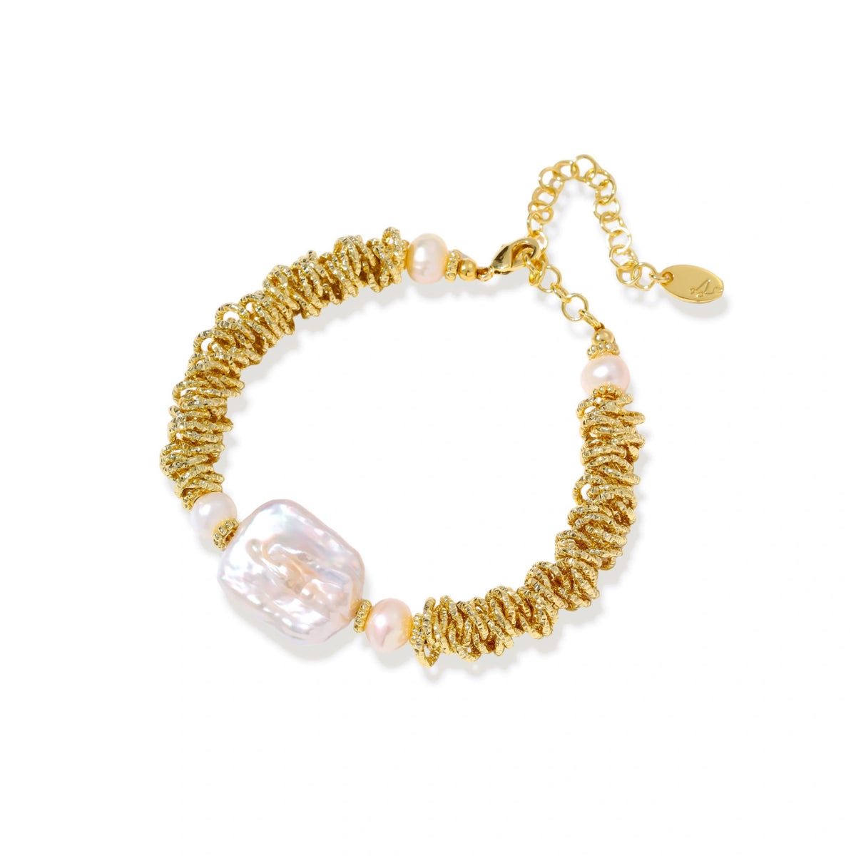 Spiral Baroque Pearl Bracelet – 18K Gold-Plated