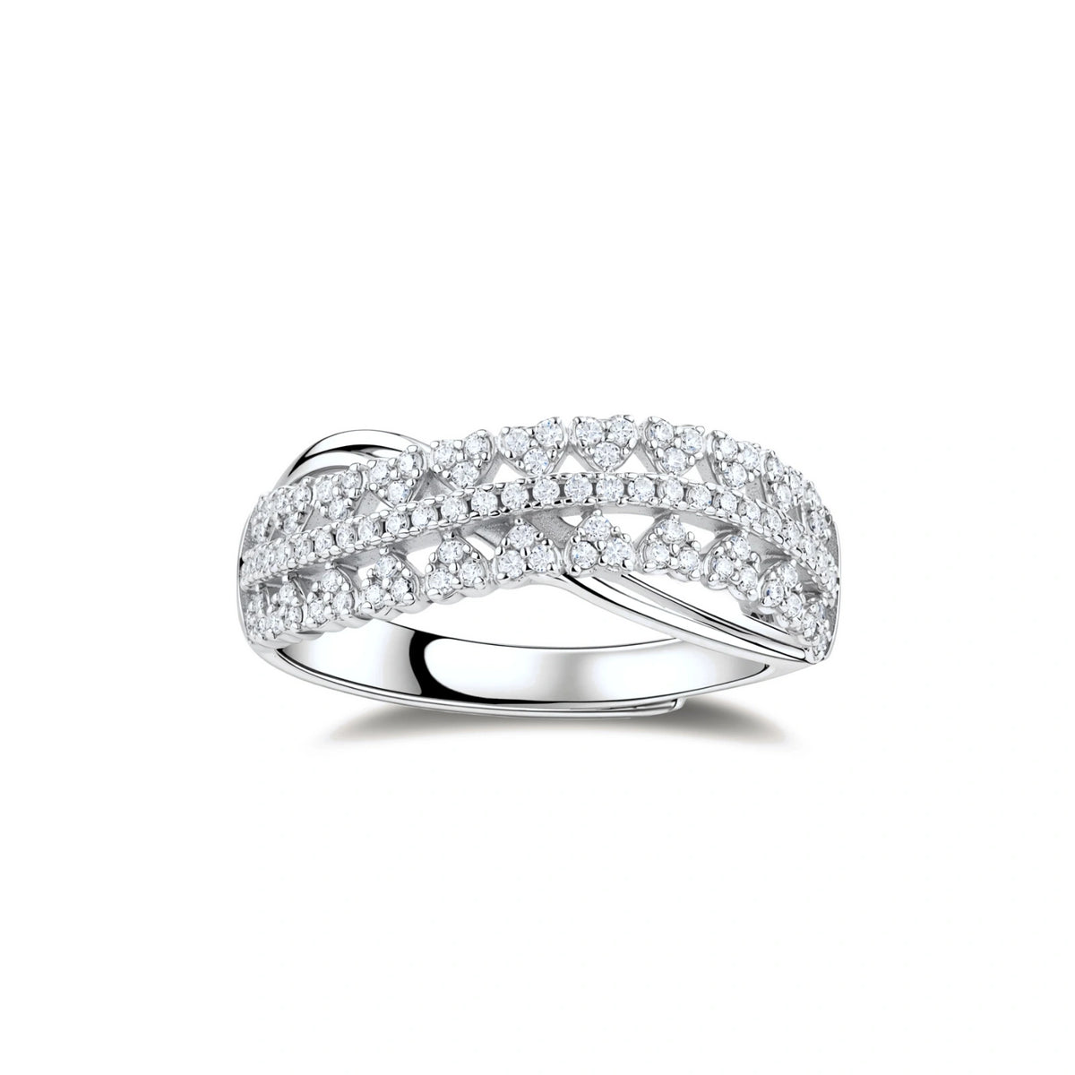 Moissanite Crossover Infinity Ring – Sterling Silver