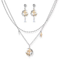 Star & Moon Necklace and Earring Set – Mixed-Metal