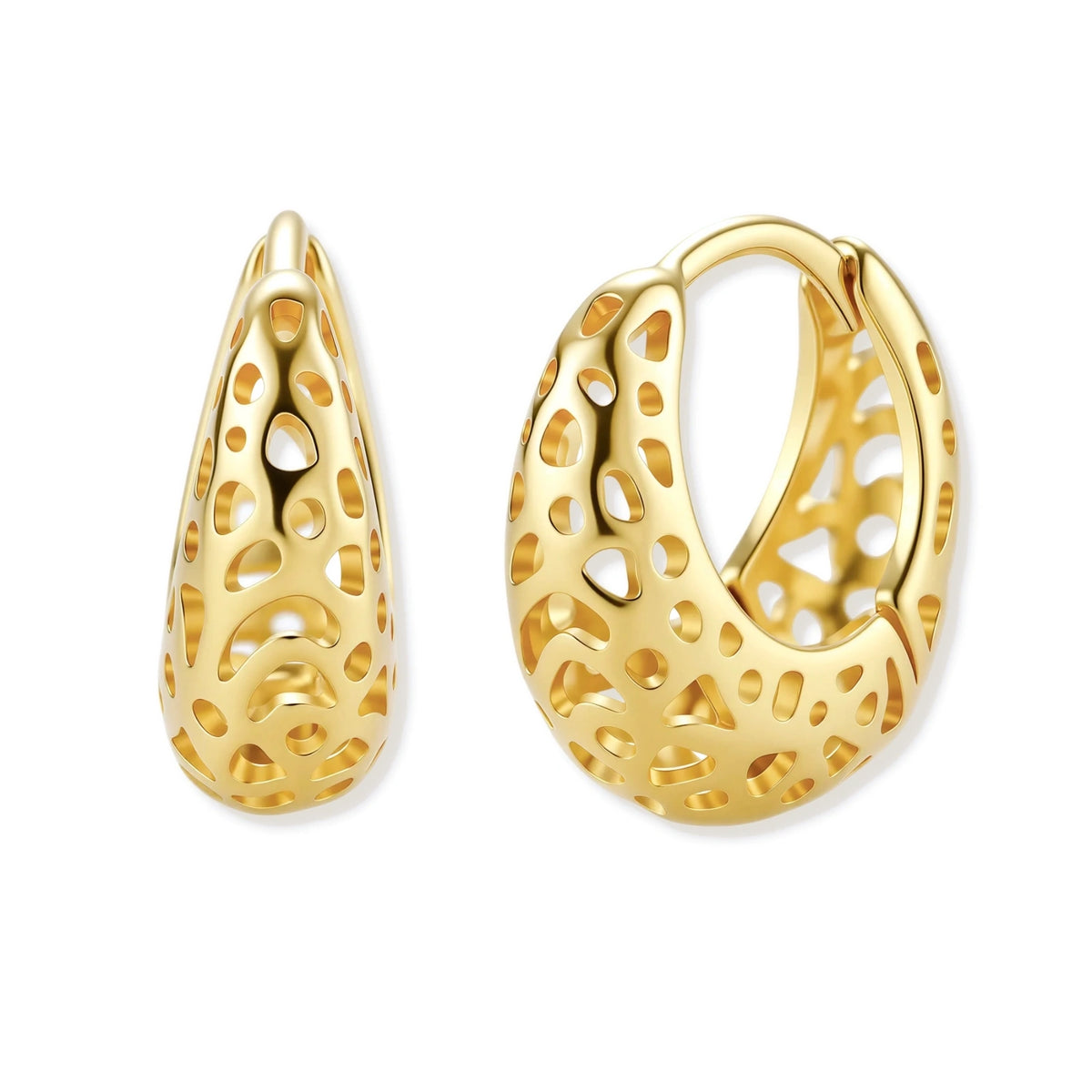 Honeycomb Hoop Earrings – 14K Gold-Plated Sterling Silver