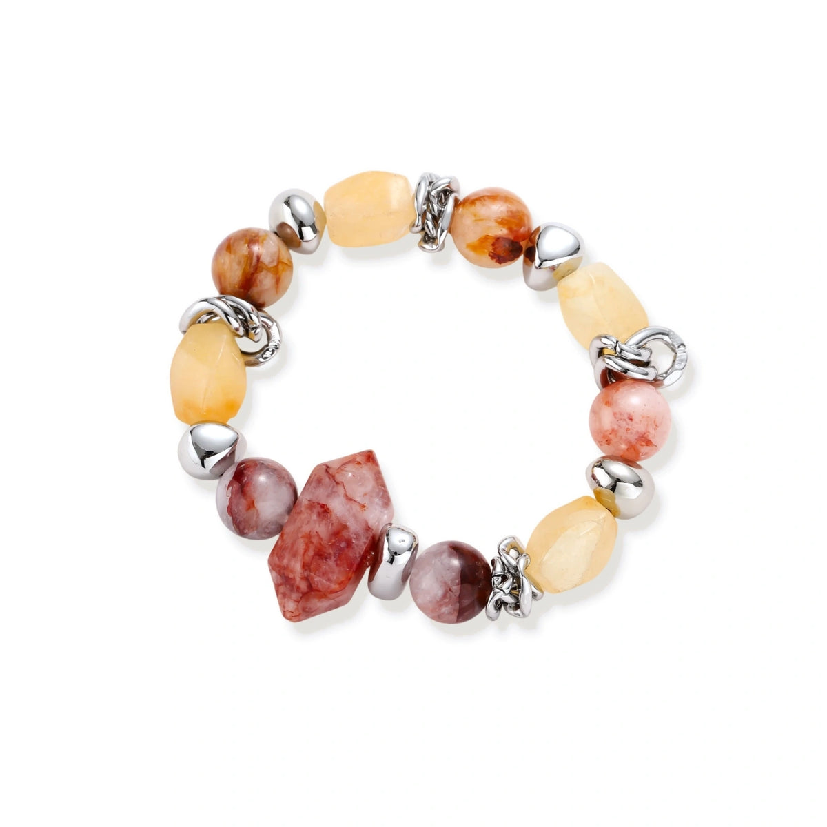 Citrine & Quartz Beaded Stretch Bracelet