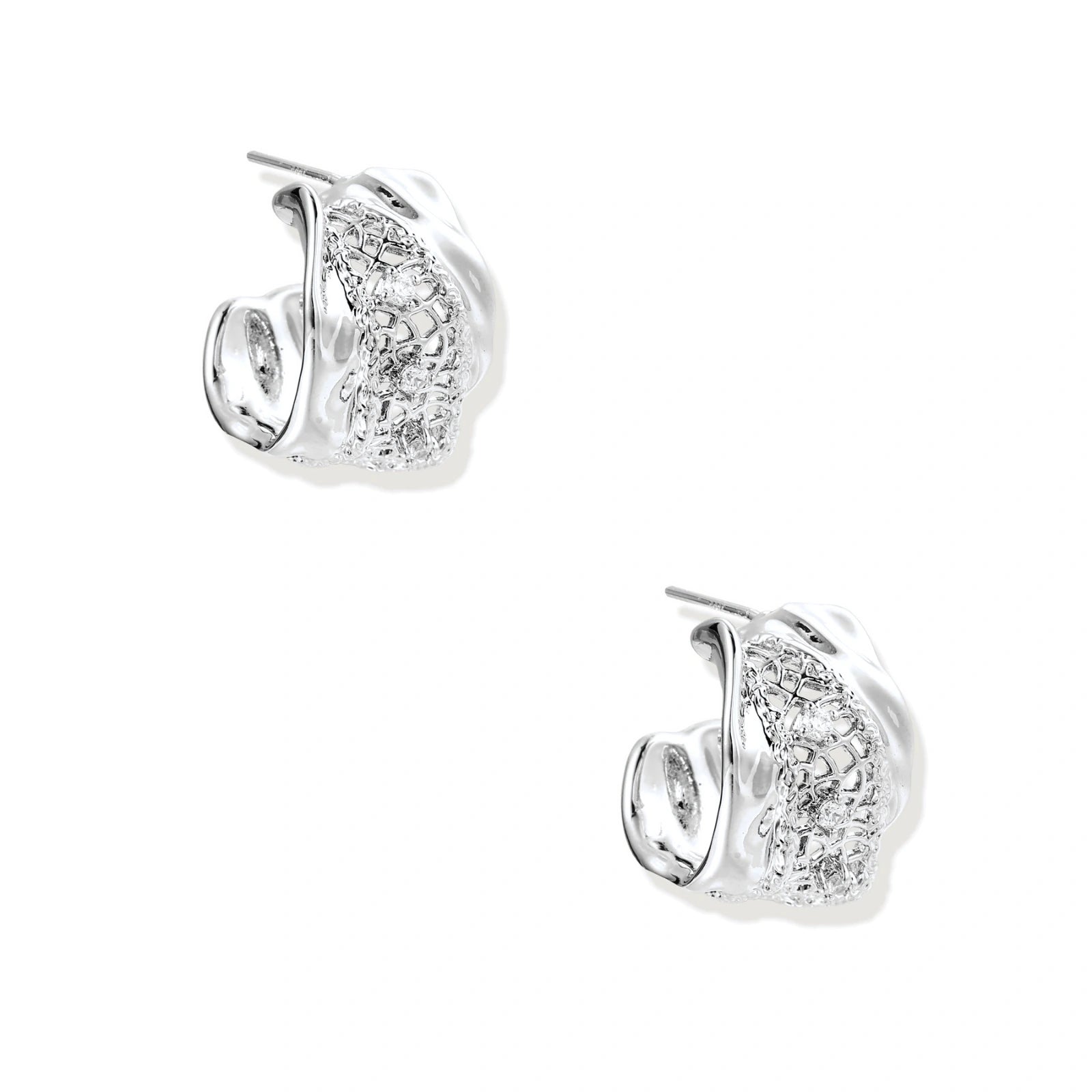 Sculptural hoop earrings with open mesh-inspired detail