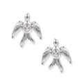 Zirconia Swallow Stud Earrings – White Gold-Plated