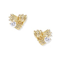 Twisted Ribbon Zirconia Stud Earrings – Gold-Plated