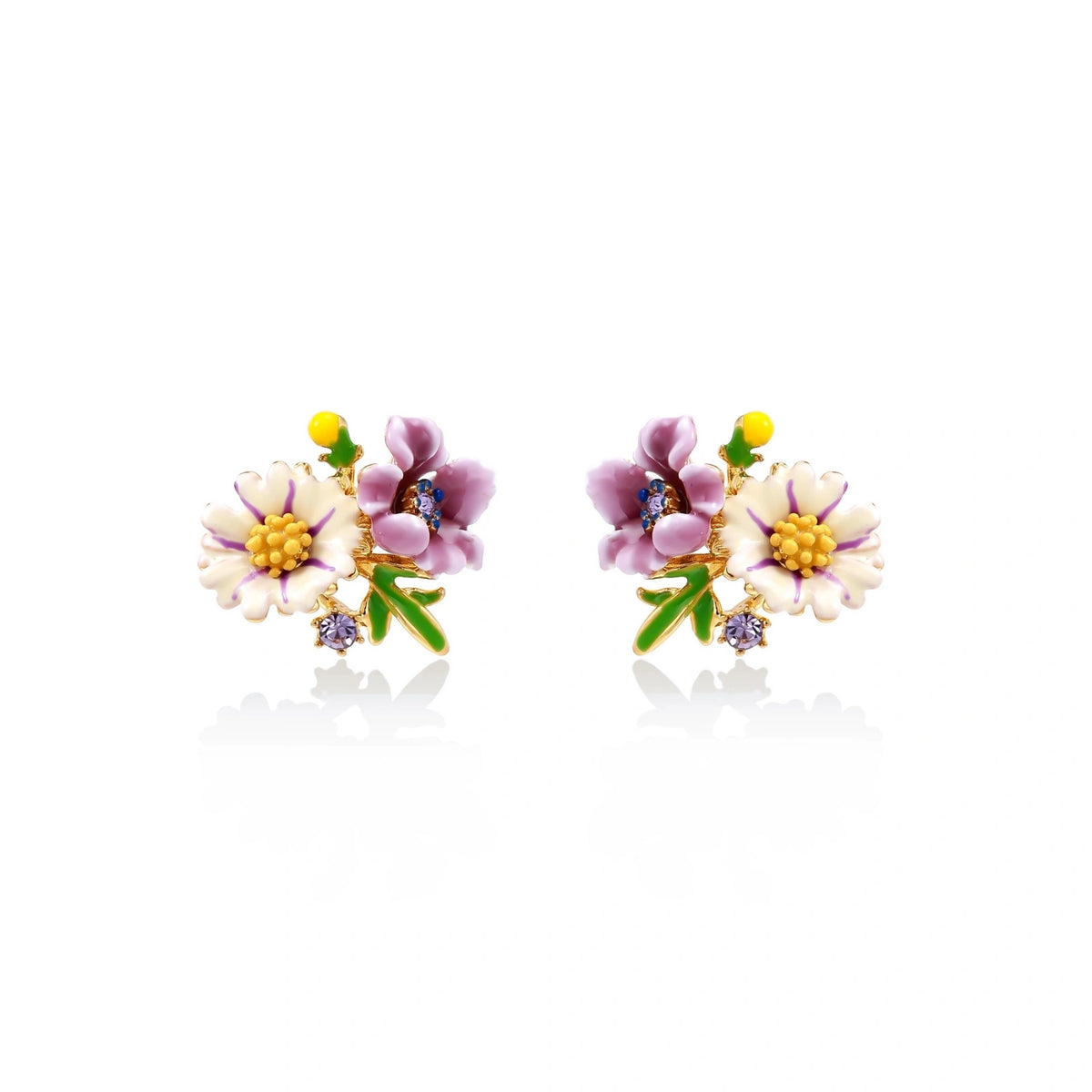 Colorful Enamel Wildflower Studs – 18K Gold-Plated – alternate view 1