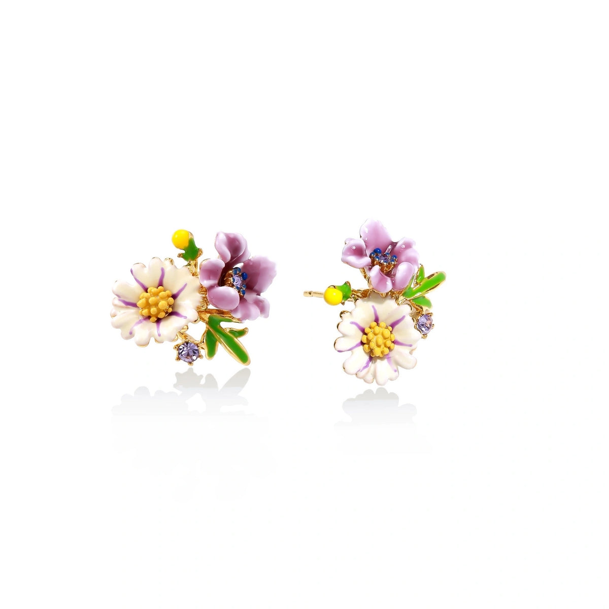 Colorful Enamel Wildflower Studs – 18K Gold-Plated