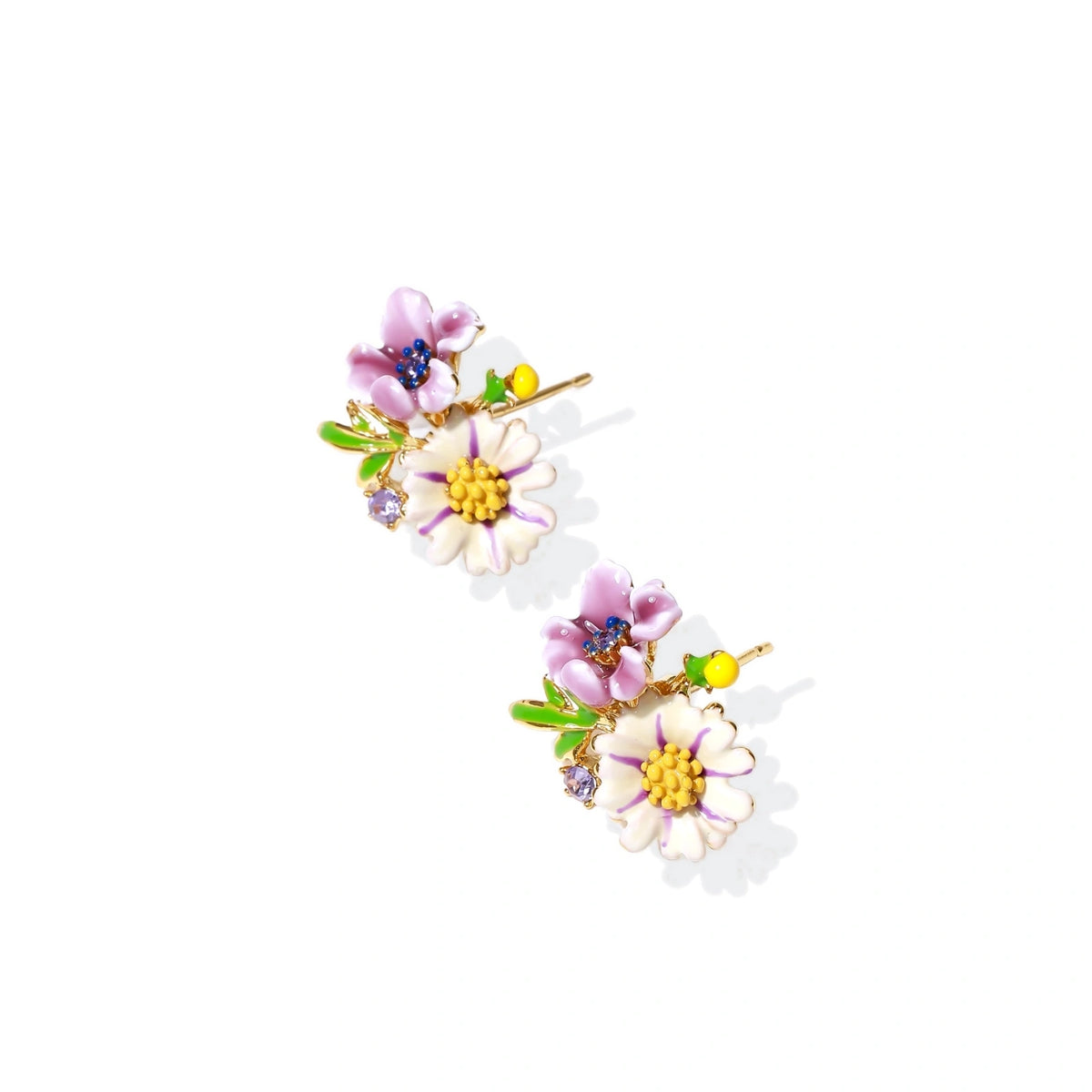 Colorful Enamel Wildflower Studs – 18K Gold-Plated – alternate view 2