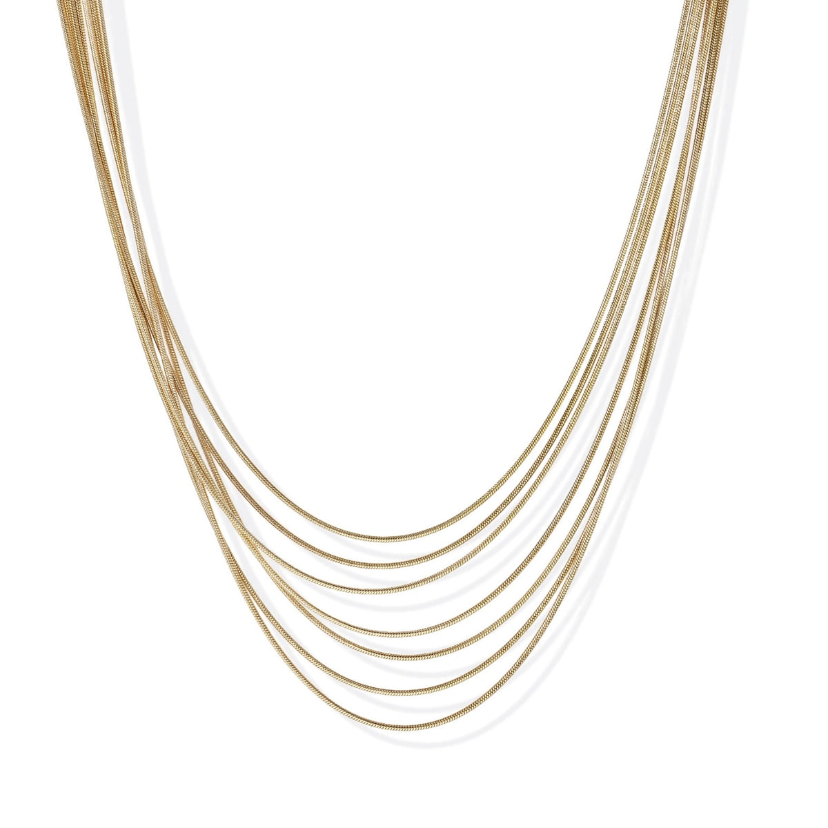 Seven-Layer Snake Chain Necklace – 14K Gold-Plated
