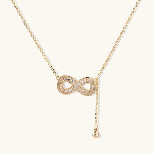 Baguette Zirconia Infinity Necklace – 14K Gold-Plated