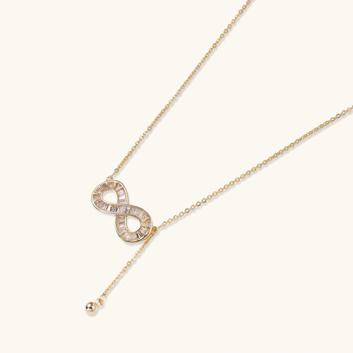 Baguette Zirconia Infinity Necklace – 14K Gold-Plated – alternate view 1