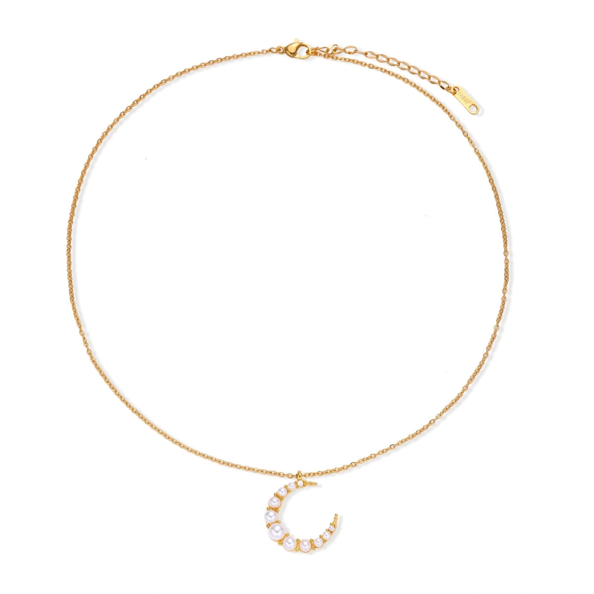 Shell Pearl Crescent Moon Necklace – Gold-Plated – alternate view 2