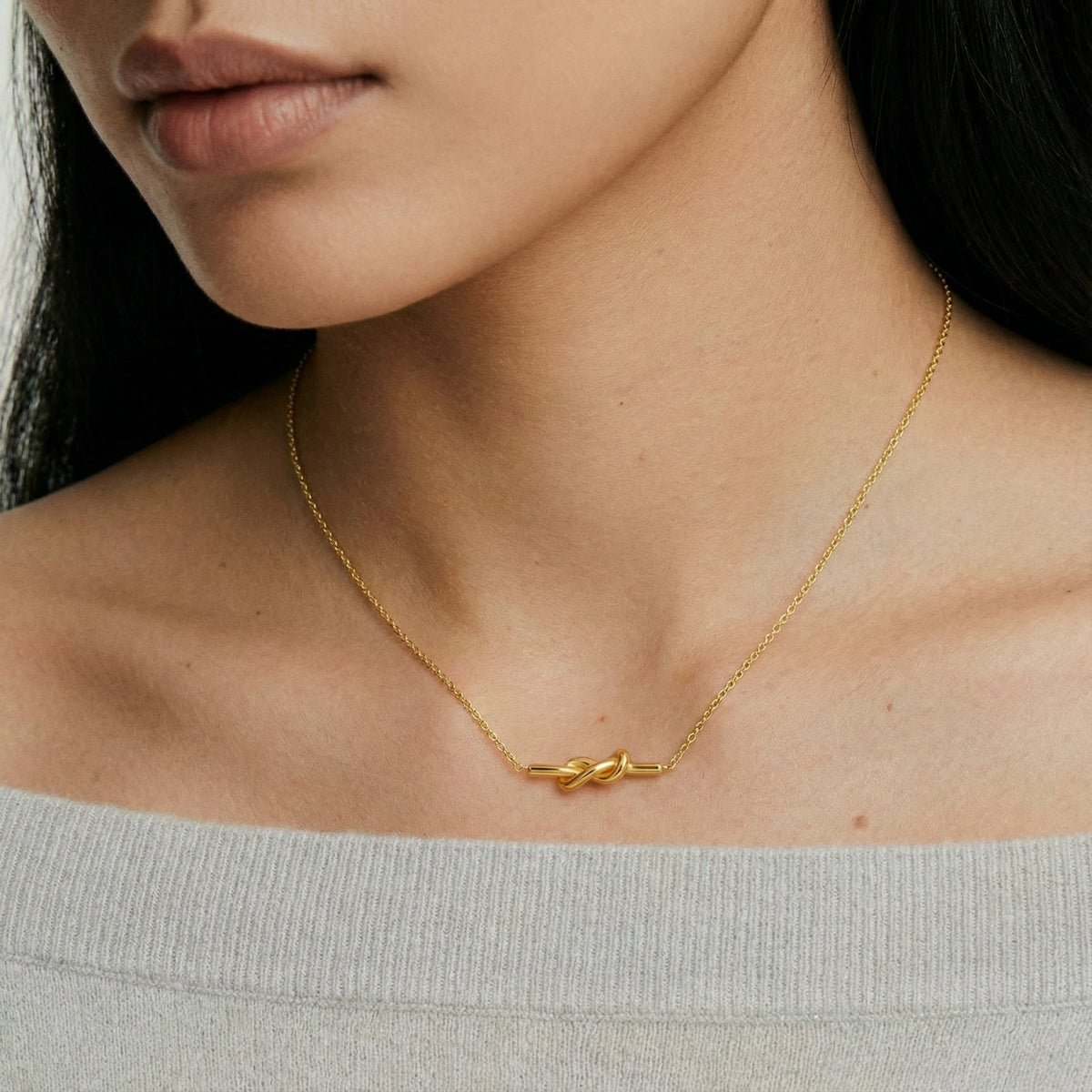 Knot Pendant Necklace – 18K Gold-Plated – alternate view 4