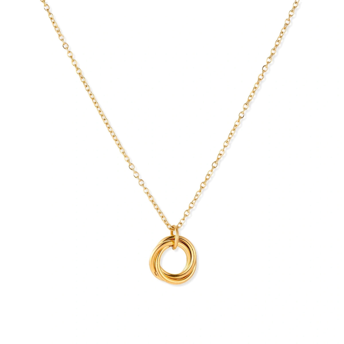 Interlocking Circles Pendant Necklace – 18K Gold-Plated