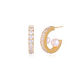 Freshwater Pearl Pavé Hoop Earrings – 18K Gold-Plated