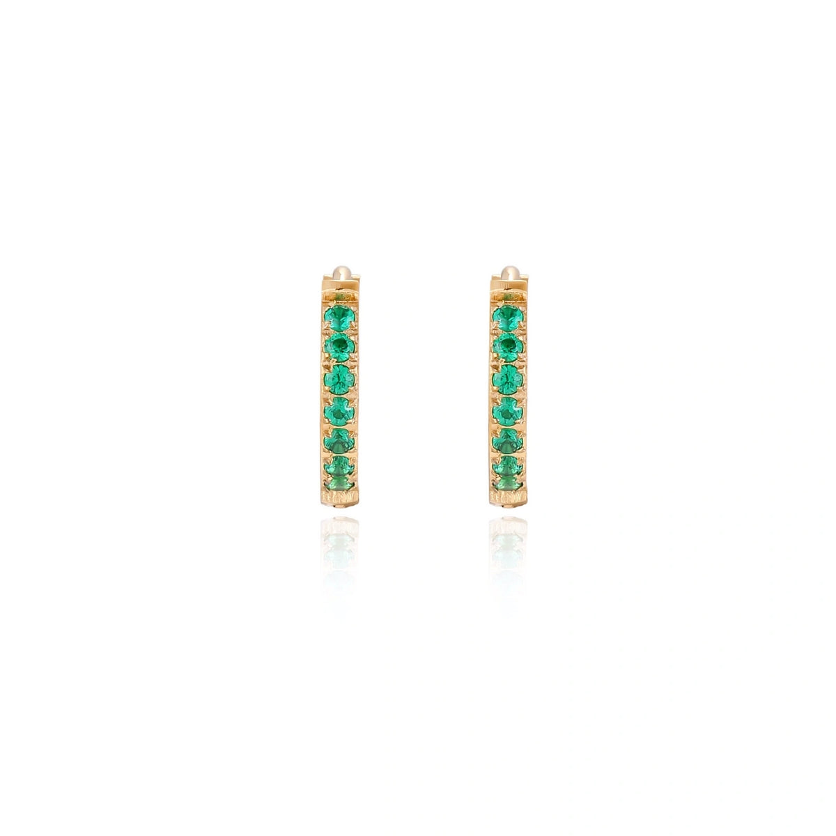 Green Cubic Zirconia Huggie Earrings – 18K Gold-Plated – alternate view 1
