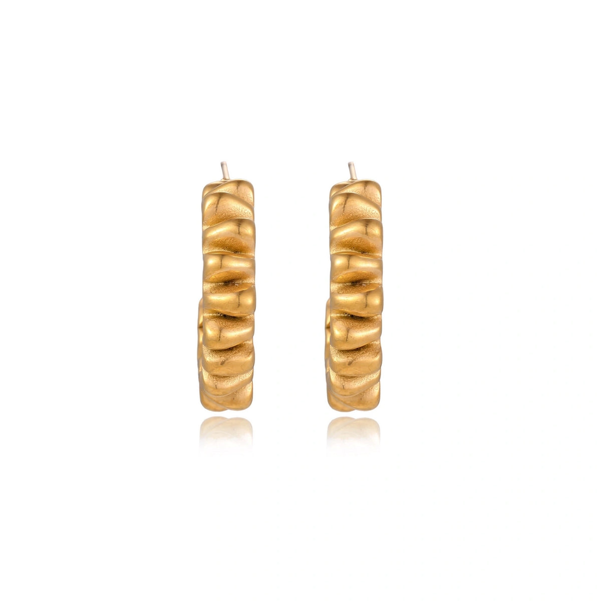 Twisted Spiral Hoop Earrings – 14K Gold-Plated – alternate view 2
