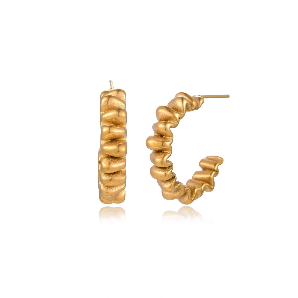 Twisted Spiral Hoop Earrings – 14K Gold-Plated