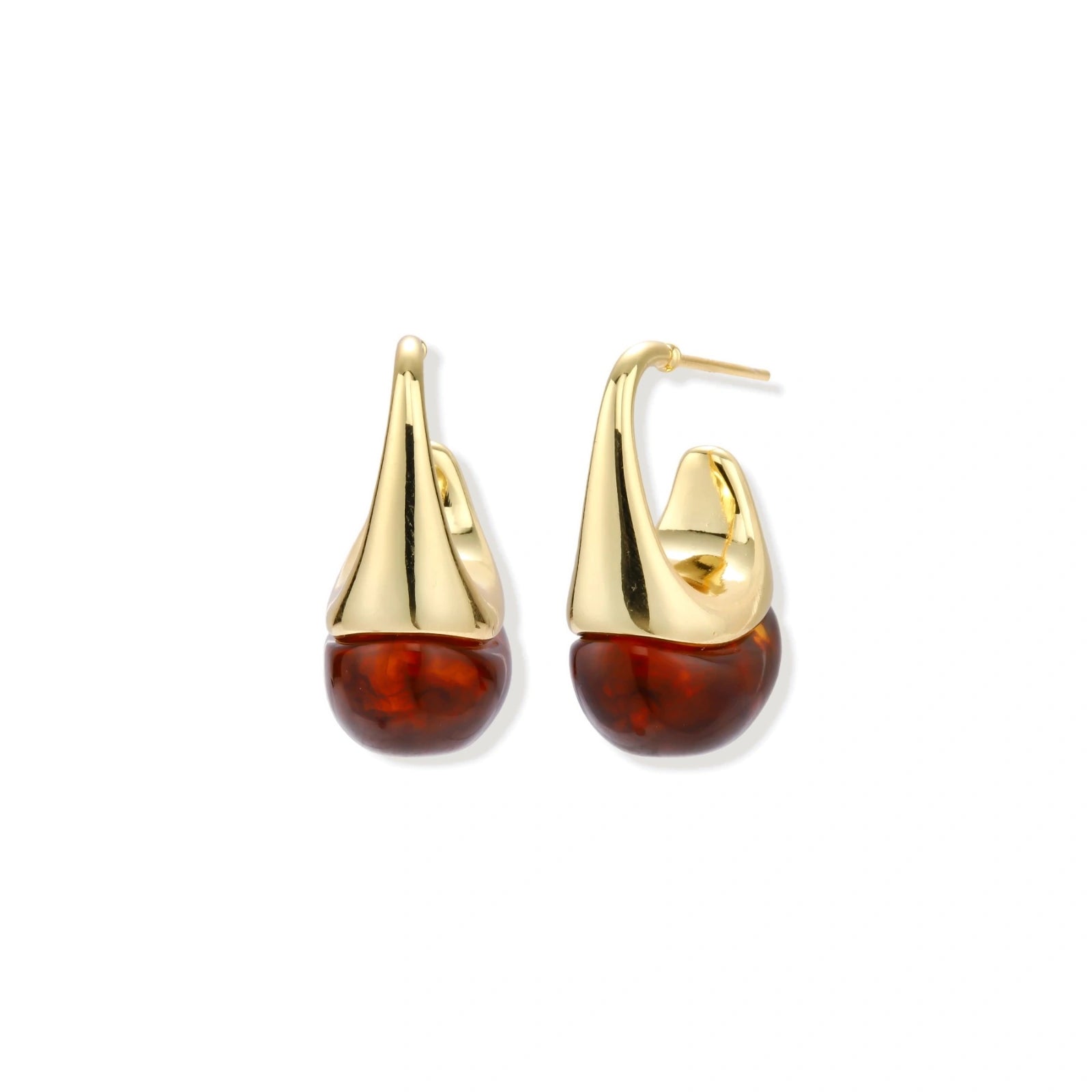 Amber Flow gold-tone and amber-toned drop earrings