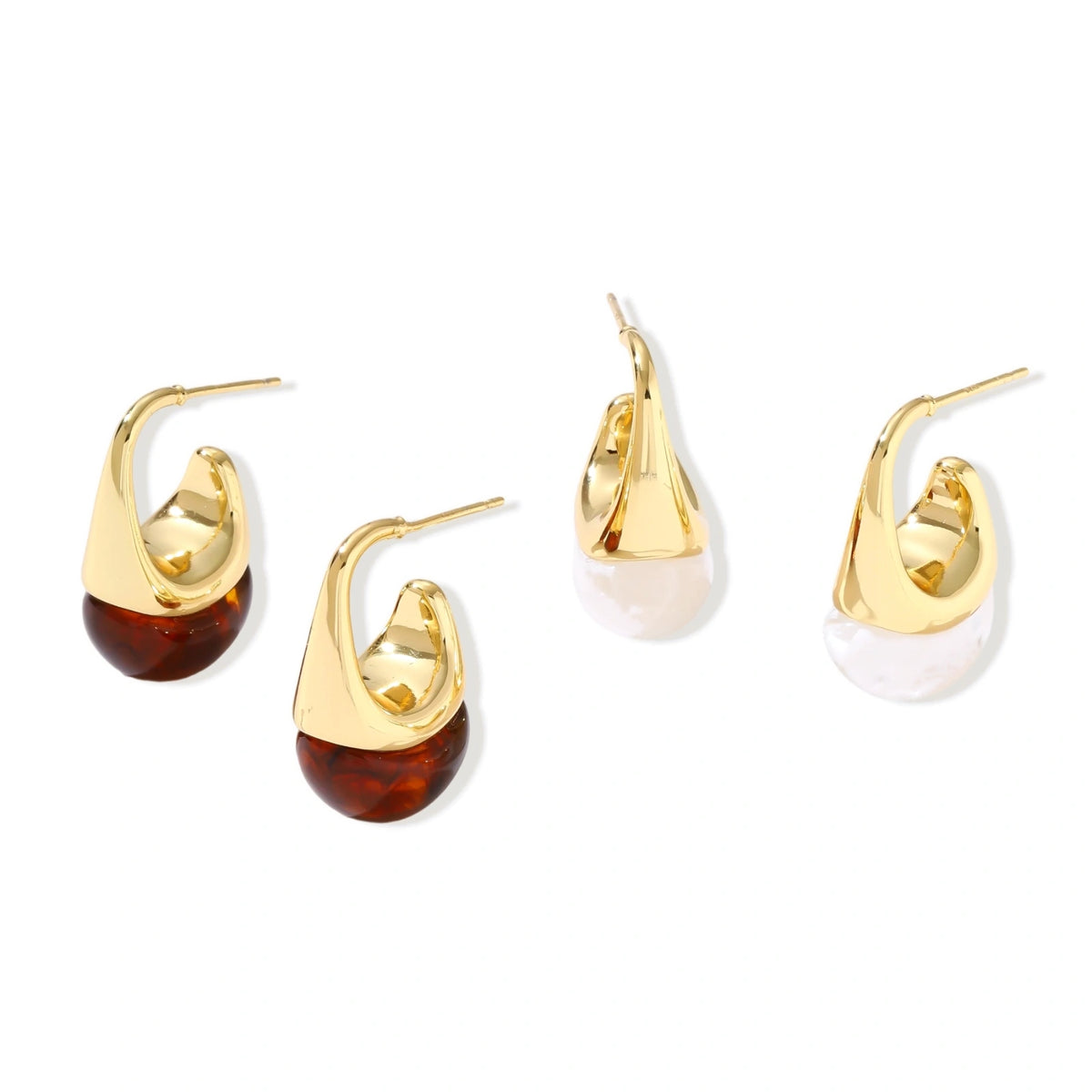 Amber Resin Drop Earrings – Gold-Plated – alternate view 4